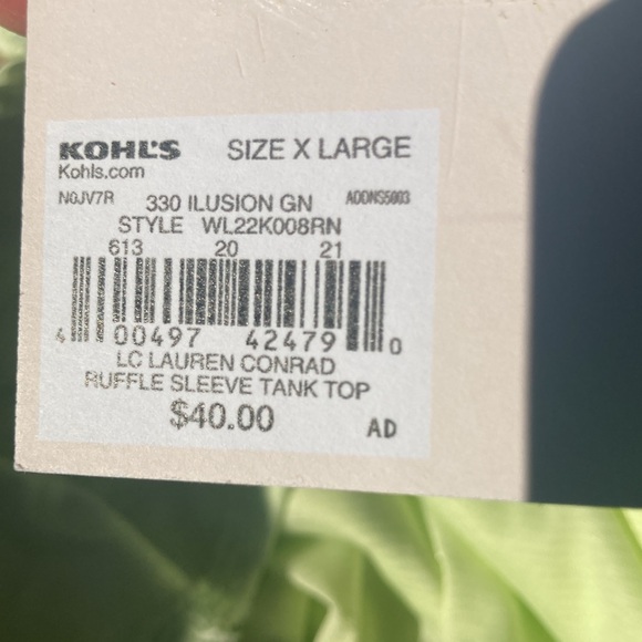 Relisted LC Lauren Conrad ruffle sleeve tank green yellow size XL - Picture 11 of 17